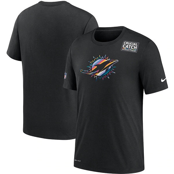 Men's Miami Dolphins Black NFL 2020 Sideline Crucial Catch Performance T-Shirt